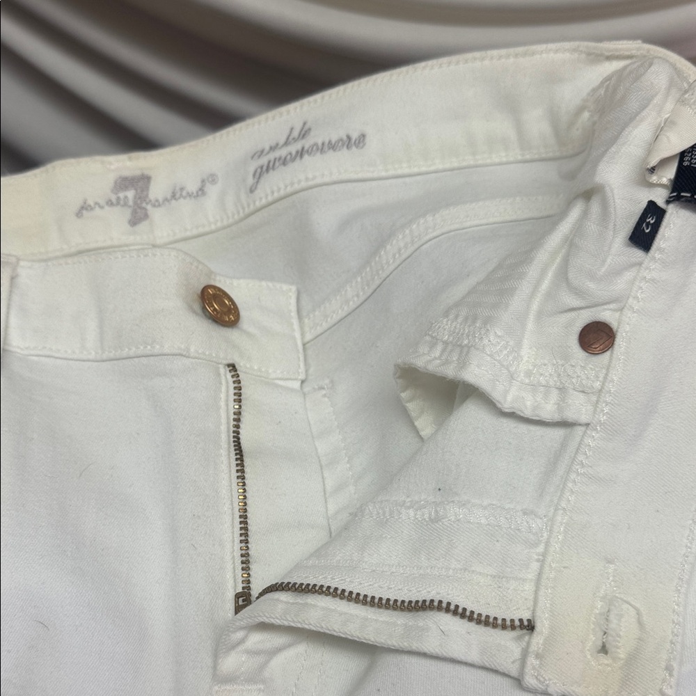 7 For All Mankind Women's Cream Ankle Jeans